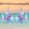 Pendientes Transfronterizos de Superficie Plana Roja Estilo Nuevo, Acrílico de Moda Acero Inoxidable Estándar Estilo Fresco Dulce Pastoral