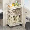 Prateleira de Armazenamento para Banheiro, Estante de Armazenamento de Vão em Camadas Múltiplas, Carrinho de Chão para Detergente de Lavanderia ao Lado da Máquina de Lavar no Banheiro