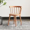 Silla Windsor simple de madera maciza, silla de comedor nórdica de ratán natural vintage con respaldo, sillón de princesa para ocio en el balcón, maquillaje