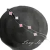 Nuevo Pulsera de Cuatro Hojas de Doble Capa Rosa Nácar Cadena Doble de Alta Gama Nicho Pulsera de Flor de Cuatro Hojas Mayoreo