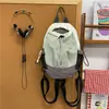 Mochila Ligera de Bloques de Color para Hombres y Mujeres, Mochila Casual de Viaje con Cordón, Bolsa Pequeña para Deportes al Aire Libre, Mochila Dopamina