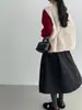 Saia Midi Estampa Floral de Bolinhas ~ Estilo Retro Coreano Miu com Cintura Elástica, Feminina e Versátil J2367