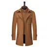 Abrigo de Lana para Hombres de Mediana Edad y Mayores, Estilo Business Casual, Cuello Doble, Forro Interior Desmontable, Solapa Grande, Engrosado, Longitud Media