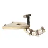 Juguete de loro de madera, Percha para pájaros en forma de T, Palo para afilar garras, Plataforma de madera maciza, Agujero de lanzadera, Soporte combinado de escalera de escalada de ramas