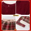 Conjunto de Ropa de Año Nuevo para Niñas Otoño/Invierno Nuevo Estilo Conjunto Rojo de Suéter y Pantalones Deportivos para Niñas de 12 Años Ropa del Año del Zodiaco