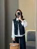 ¡Ponerse capas es imprescindible! Chaleco chaqueta de mezclilla azul vintage estilo ropa de trabajo, cuello redondo, sin mangas, corte ajustado