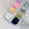 Decoración de Arte de Uñas con Lentejuelas de Estrella Hueca, Famoso en Internet Brillante Mini Ultra-Delgado Color Macarrón Pentagrama Brillo para Uñas