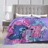 Manta Linda con Diseño de Stitch Suave y a Cuadros de Franela para el Hogar Manta Cálida para Arroparse Manta de Bebé Regalo