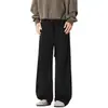 Calça de Moletom Masculina Outono/Inverno Estilo Street Coreano Retro Caída Curva Marca Tendência Cor Sólida Versátil Solta Casual