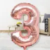 Decoração de Festa de Aniversário Balões de Alumínio Número de 16 polegadas Bebê Crianças Primeiro Aniversário Aniversário de Adulto Balões de Alumínio Dourados