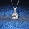 Colar de moissanita em prata 925 com pingente quadrado de princesa e diamantes Mosan, corrente de clavícula banhada a platina microincrustada, outlet feminino de fábrica