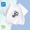 2437 # Camisetas de Verano 2025 para Niños y Niñas Ropa Holgada Moderna con Estampado Mangas Cortas de Algodón Puro Mangas Medias que Absorben la Humedad y Eliminan el Sudor