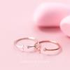 Anillo de Plata S925 para Mujer Estilo Japonés-Coreano Estilo Mori Distintivo Redondo Incrustado de Diamantes Lindo Anillo Abierto de Cola de Pez J4447