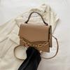 Bolsa de Corrente da Moda Feminina 2024 Novo Estilo Cor Pura Transversal de Ombro Único Estilo Simples Bolsa Quadrada Pequena