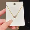Colar Pingente Coração de Zircônia Simples Exquisito Acessórios para Mulheres Moda de Alto Padrão Versátil Estilo Cool Corrente para Clavícula de Aço Titânio
