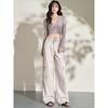 Calça Cargo Feminina de Outono 2025, Cintura Alta Versátil, Slimming, Bolsos, Comprimento Total, Cor Damasco, Modelagem Solta
