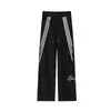 Pantalones deportivos pesados estilo americano de tres rayas para hombre, pantalones casuales deportivos de primavera y otoño, pantalones elegantes holgados rectos de pierna ancha para hombre