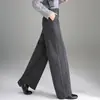 Pantalones de lana anchos y modernos para mujer, nuevo estilo otoño e invierno 2026, de cintura alta, corte holgado, adelgazantes, pantalones casuales con una bonita caída