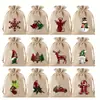 Bolsa de Natal com cordão, Bolsa de juta do Papai Noel, Bolsa para guardar doces de fim de ano, Decoração de Natal para pendurar