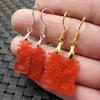 Pendientes de jade pendientes de doble felicidad roja roca de cuarzo colgante de doble felicidad hueco pendientes de jade pendientes de jade pendientes