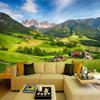 Papel Tapiz de Yurta Mongol 3D Pradera Verde Fondo de Pared para TV Sofá Hotel Casa de Huéspedes Dormitorio Mural de Tela de Paisaje