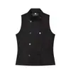 Chaleco de traje de doble botonadura con cuello mao estilo británico para mujer, chaleco sin mangas de trabajo, elegante chaleco para ir al trabajo en stock