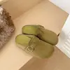 Sapatos Meio Abertos Birkenstock Retrô Femininos Verão Novos Versáteis Foscos Bico Fechado Mules Pessoa Preguiçosa Externo Planos Casuais Chinelos