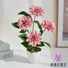 Flores Artificiales, Adornos de Bonsái de Dalia de Cuatro Cabezas, Flores Falsas para Mesa de Comedor, Sala de Estar, Arreglos Florales para el Hogar y Exhibiciones Decorativas