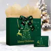 Bolsa de papel para regalo de Navidad con diseño de moño, fabricante transfronterizo de comercio exterior, envío gratuito, se puede etiquetar e imprimir para recogida propia
