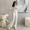 Conjunto Deportivo Casual de Moda Estilo Europeo para Mujer Otoño 2026 Nueva Moda Cárdigan Sudadera Pantalones de Pierna Ancha Dos Piezas Negro
