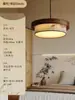 Lustre grande para sala de estar de planta aberta de uma vila, pé-direito alto, novo lustre redondo de madeira maciça estilo chinês para casas duplex autoconstruídas