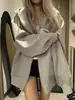 Moletom com Capuz Design Americano para Mulheres Outono e Inverno 2025 Novo Solto Casual Versátil Casal Jaqueta Cardigan com Zíper