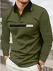 Otoño Invierno Clásico Casual para Hombre Tela Piqué Moderna Color Sólido Cuello de Solapa para Hombre Cuello de Solapa Simple Deportivo Manga Larga