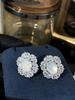 Conjunto de tres piezas de calcedonia de hielo alto natural, colgante de huevo de paloma de calcedonia de hielo blanco, anillo, aretes, joyería de jade, traje de regalo