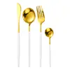 Conjunto de Talheres de Aço Inoxidável Faca, Garfo e Colher Portugueses Talheres Banhados a Ouro Conjunto de Quatro Peças Talheres Estilo Europeu Presente Fornecimento Transfronteiriço