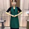 Delantal de Trabajo Portátil para Colgar en el Cuello Delantal con Borde Enrollado para Vestir Delantal de Cocina para el Hogar con Bolsillo y Solapa