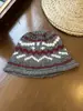 Chapéu de Lã Tricotado à Mão com Padrão Fair Isle Colorido Misturado Estilo Coreano para Mulheres, Chapéu Quente de Inverno com Barra Rebatida Protegendo as Orelhas