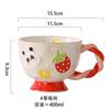 Caneca de cerâmica com relevo de desenho animado pintada à mão, alto valor de cor, caneca para café da manhã, caneca fofa para casa, caneca de aveia, caneca de café