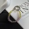 Anillo para dedo con incrustaciones de diamantes de cristal estilo Ins, cordón para teléfono, llavero corto creativo, colgante para bolso