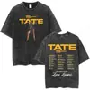 Camiseta de Merchandising de la Gira del Álbum Greedy de Tate Mcrae Unisex Moda Retro Lavada Manga Corta Camiseta Oversize
