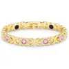 Pulsera magnética de energía desmontable de moda en tono dorado transfronteriza, aleación ecológica con diamantes, pulsera ajustable para mujer al por mayor