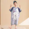 Pijama de una pieza para niños, verano, nuevo, algodón puro, para padres e hijos, manga corta, saco de dormir anti-patadas, para niños medianos y grandes, ropa de casa de verano