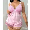 Ins Estilo Europeo y Americano Ribete de Encaje Lencería Sexy Conjunto Suave Camisola Shorts Cómodo Tallas Grandes Ropa de Dormir Al por Mayor