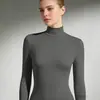 Ropa de Mujer de Comercio Exterior Europeo y Americano, Camiseta Básica de Cuello Alto Ajustada Transfronteriza, Elegante Ropa de Primavera, Se Puede Usar como Capa Exterior, Top de Manga Larga