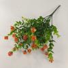 Planta de simulación de eucalipto, flor artificial de plástico, separador exterior, camelia decorativa con césped, jardinería, paisajismo, 7 tenedores