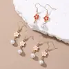Set de Joyería Infantil Floral de Perlas Transfronterizo Aleación Esmalte Flor Pendientes Largos para Niñas Lazo de Princesa