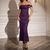 Vestido plisado de malla espiga de pescado de comercio exterior transfronterizo Europeo y americano Sexy sin espalda Hombro ajustado Cadera