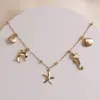 Amazon Transfronterizo Nuevo Elementos Oceánicos Collar con Múltiples Colgantes Collar con Cadena de Cuentas de Arroz Joyería de Moda Regalo de Vacaciones para Mujeres