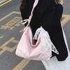 Bolsa de Ombro com Cordão Plissada Estilo Floresta, Cor Sólida, Simples, Estilo Preguiçoso, para Trabalho, Literária, Versão Coreana, de Ombro Único, Transversal para Mulheres