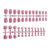 Unhas Europeias e Americanas Simples Usáveis Rosa Francês Cor Contrastante Conjunto para Mãos e Pés Unhas Postiças Produtos para Unhas Removíveis Atacado Transfronteiriço